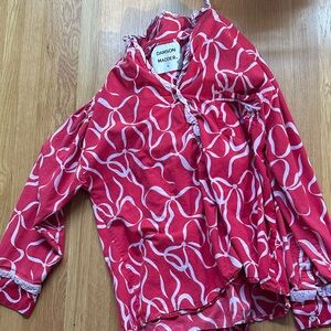 Damson Madder Pajama Set with pink bow detail